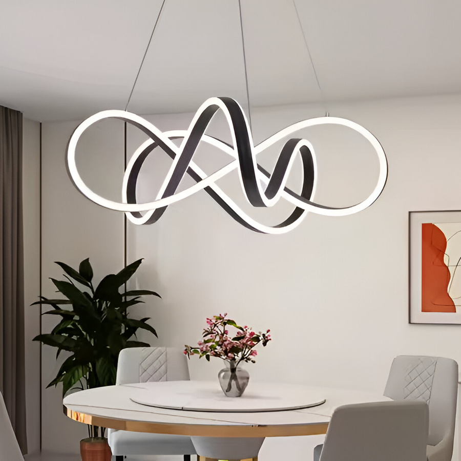 INFINITY Halo LED Pendant Chandelier with Remote Control, 138W, Adjustable Height, Cool/Warm/Neutral Light, Dimmable, Black