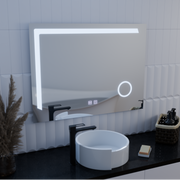 Manfred Touch LED Mirror Defog System, Clock and Temperature 60x80 cm Cosmetic Magnifier