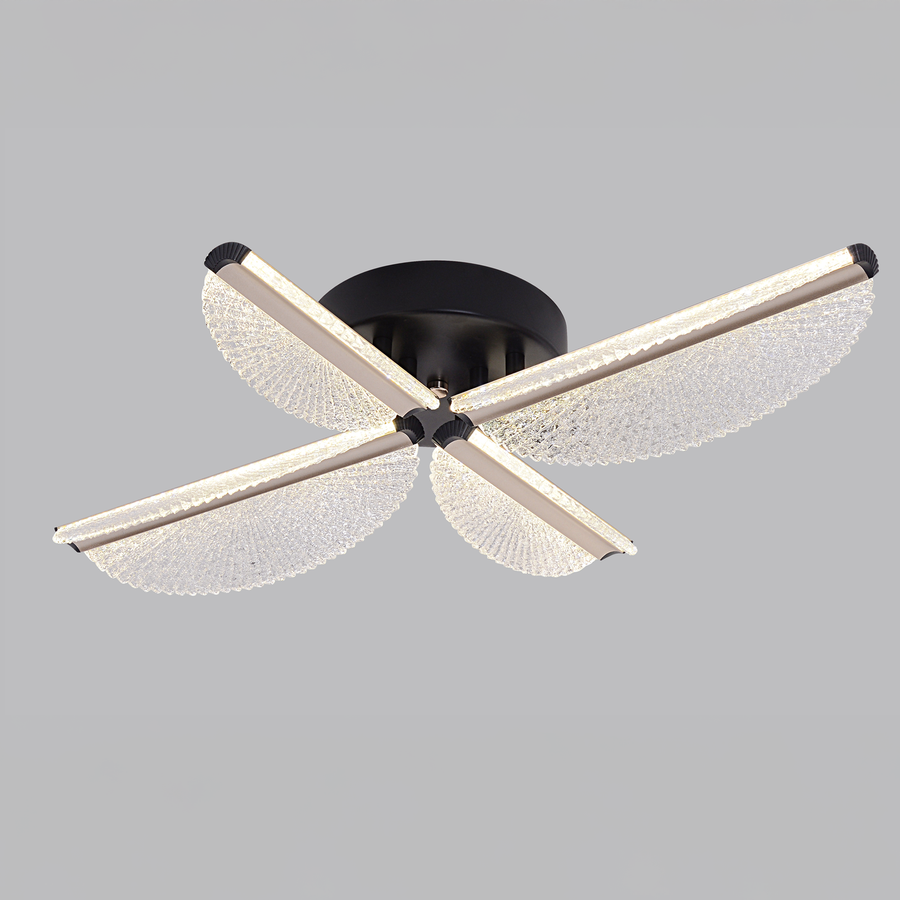 LED Chandelier with Remote Control TULLIO 45W, 4 Petals, Cold/Warm/Neutral light, Dimmable, Black