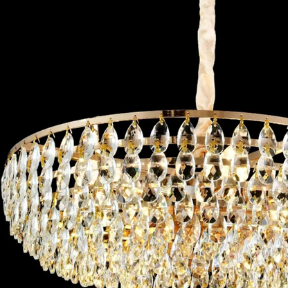 Crystal Chandelier CC1677/600GD, 12xE14, Shiny Gold, Adjustable Height, Metal and Crystal