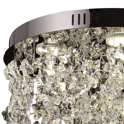 Crystal LED Chandelier LLC212/400BU Round, 22W, Cold/Warm/Neutral Light, Crystals, Shiny Chrome