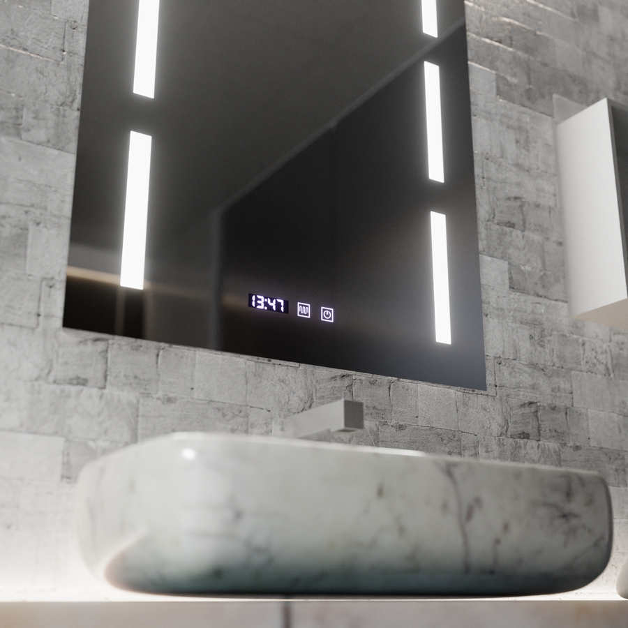 Mirror LED Touch Erich S86/60X80 Demist System, Clock and Temperature 60x80 cm