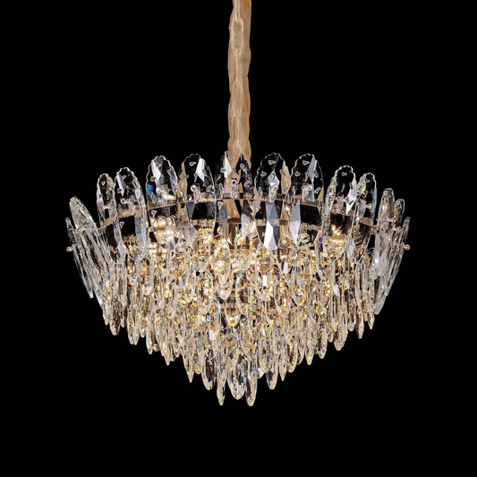 Crystal Chandelier, Magno 11xE14, Diameter 60cm, Shiny Gold, Adjustable Height, Metal and Crystal