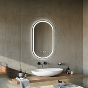 Wilhelm Touch LED Mirror with Defog System, Clock and Temperature 50x80 cm