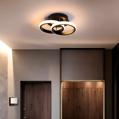 LED Chandelier VERTEX CIRCULA 22W, 2 Circles, Metal Frames, Cold/Warm/Neutral light, Black