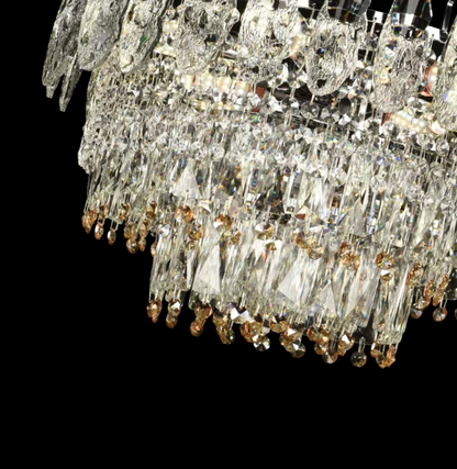 WINDSOR Eleganza Crystal Chandelier 6x E14, Diameter 49cm, Shiny Gold, Adjustable Height