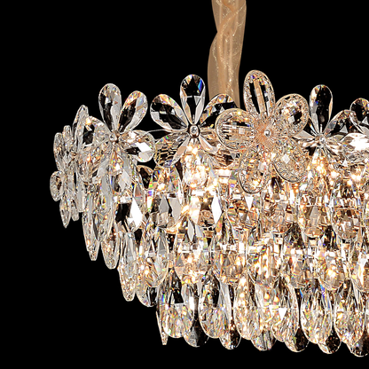WINDSOR Regalis Crystal Chandelier 10x E27, Diameter 85cm, Shiny Gold, Adjustable Height 