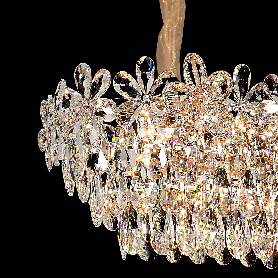 WINDSOR Regalis Crystal Chandelier 10x E27, Diameter 85cm, Shiny Gold, Adjustable Height 