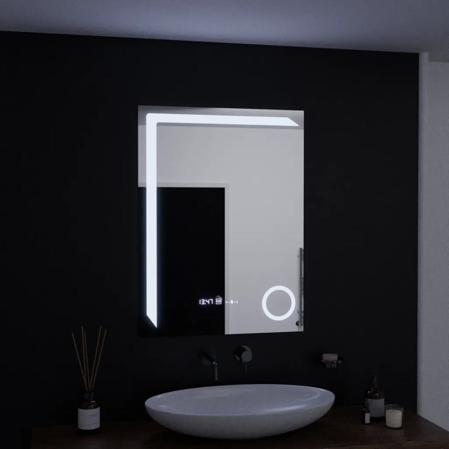 Mirror LED rectangular 60x80cm precision motionglow marcello system disabilities & thermometer of the caimimic glass