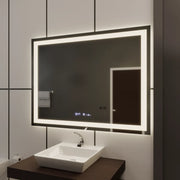 Rectangular LED Mirror 100x75cm Verite MotionGlow Marcellow Dimable Clock System