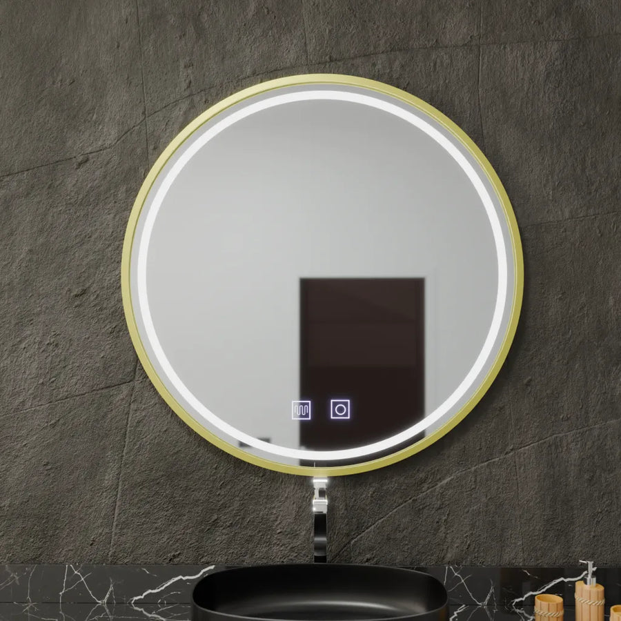Mirror LED round 70cm Touch glanz System Defrost Rama Rose Gold Brudged