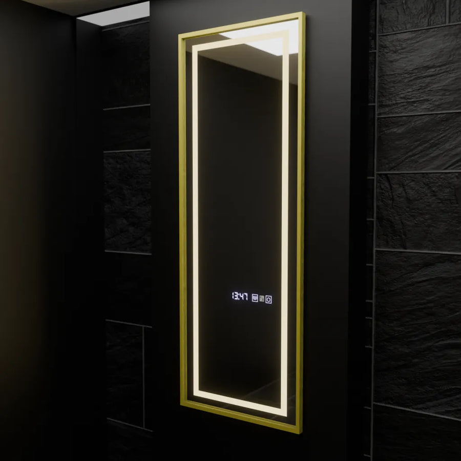 Mirror LED rectangular 45x140cm Elena Marcello Sensor Radar System Defrosting Clock & Dimable Thermometer