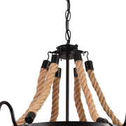Vintage Rope Chandelier PEDRO, 4 x E27 Dark Wood