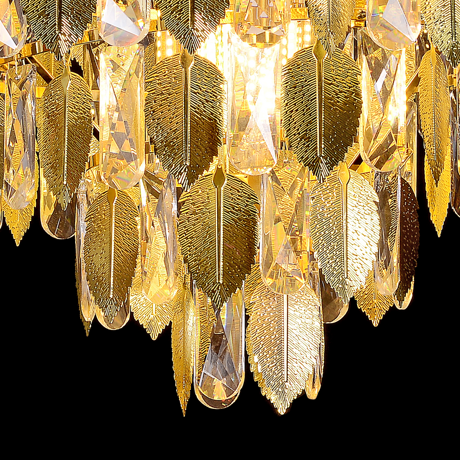WINDSOR Eleganza Crystal Chandelier 6x E14, Diameter 49cm, Shiny Gold, Adjustable Height