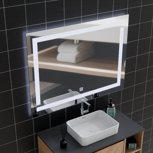 Giga LED mirror, 80x60cm, Silver, Touch, 6000K light