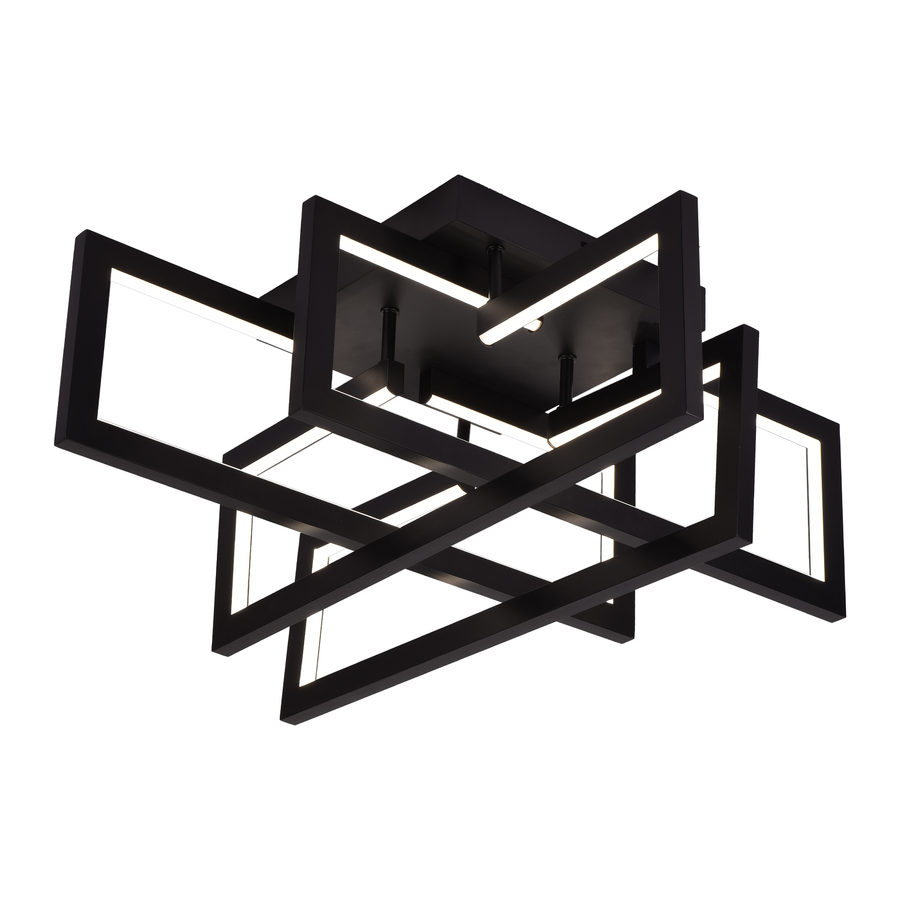 Lustra LED cu telecomanda 98W, 4 Elemente, lumina Rece/Calda/Neutra, Dimabila, Negru