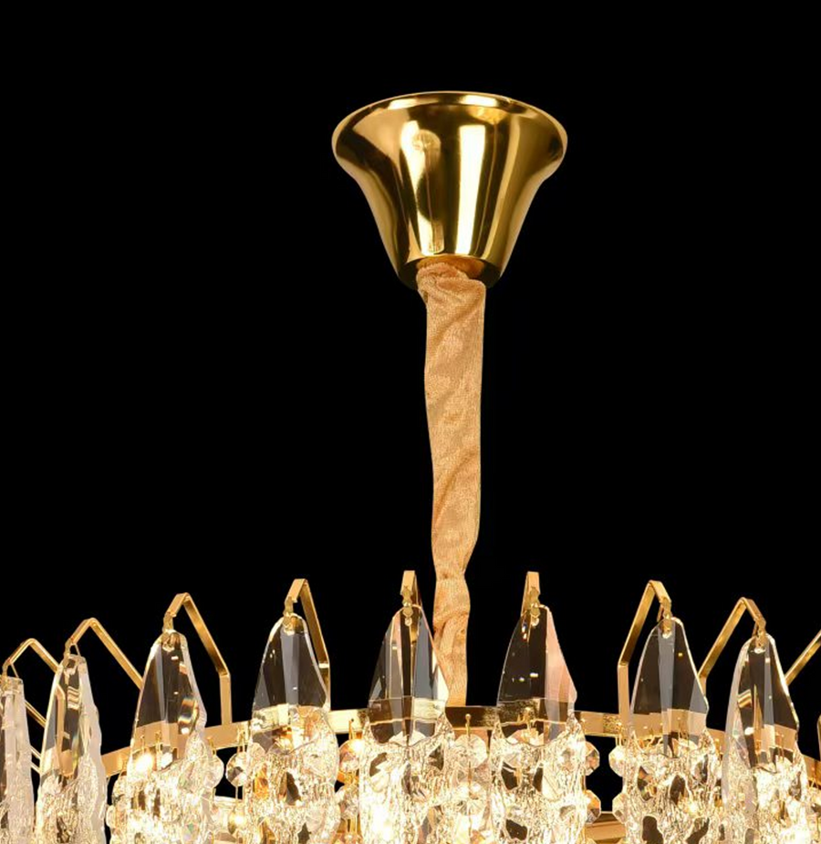 WINDSOR Eleganza Crystal Chandelier 6x E14, Diameter 49cm, Shiny Gold, Adjustable Height