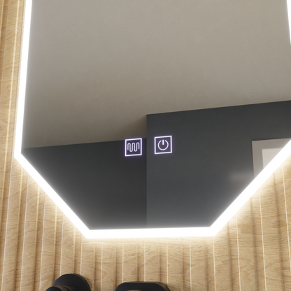 Polygon LED mirror E43S/50X80, Light and Defogging System, 50X80cm