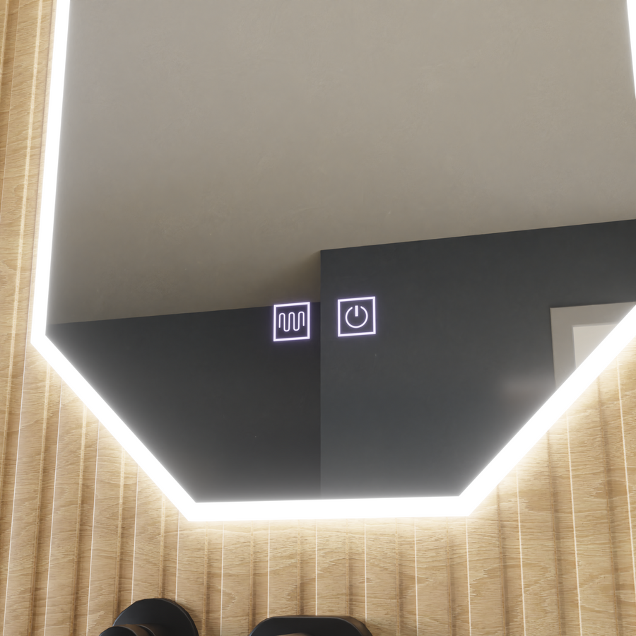 Polygon LED mirror E43S/50X80, Light and Defogging System, 50X80cm