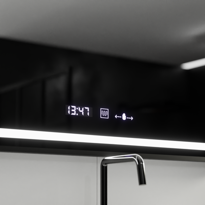 Mirror LED rectangular 100x80cm Verite Majets Noir MotionGlow Marcello Dismantle Clock Deframent & Dimable Thermometer