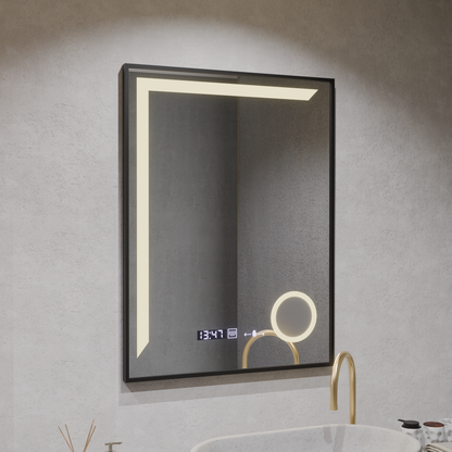 MotionGlow Sensor LED Mirror Francesca 80x60 cm Warm/Cold/Neutral Light Dimmable Defog System Thermometer Clock Marcello Funghi Collection