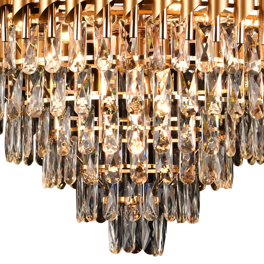 VERSAILLES Supremo Crystal Chandelier, CC900/800GD, 12xE14, Diameter 80cm, Shiny Gold, Adjustable Height, Metal and Crystal