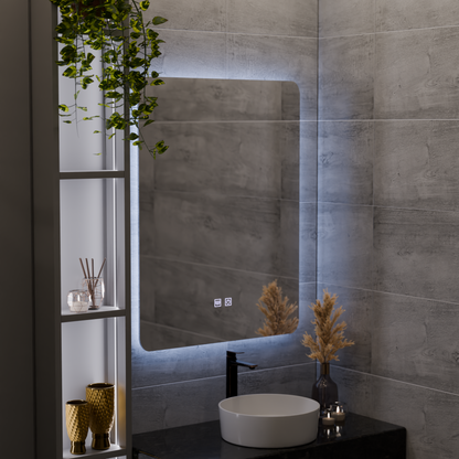 ARTEA Touch Rectangular LED Mirror, 60X80cm, Demister System, Dimmable, 6000K
