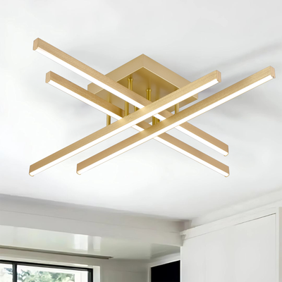 LED Chandelier with Remote Control LINEX, 54W, Light 3000K/4000K/6000K, Dimmable, Gold