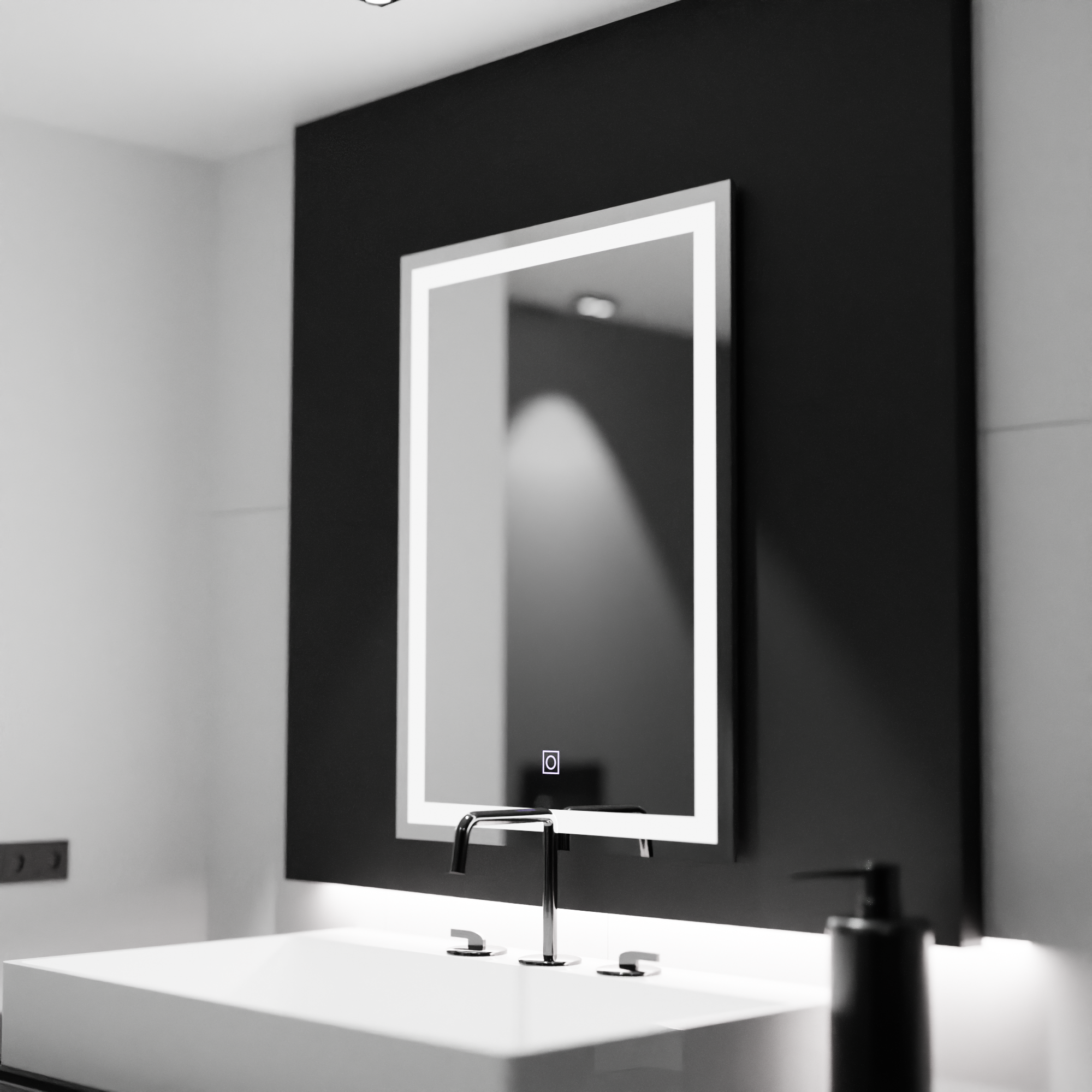 Rectangular LED mirror 60x80cm Frame Basic Touch