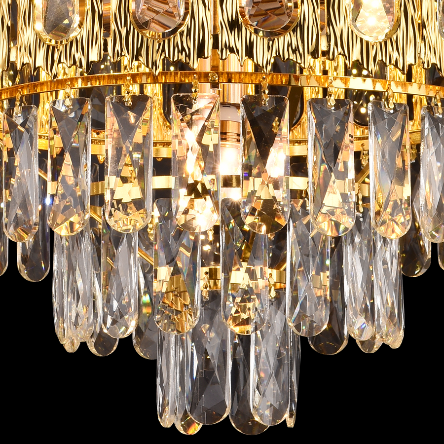 Corona Corona Corona 5xe14 chandelier, 40cm diameter, glossy gold, rebrable height