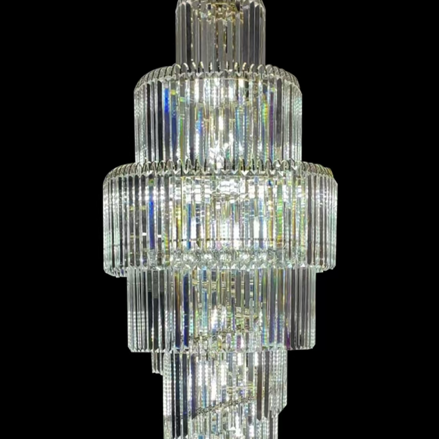 WINDSOR Altiora Crystal Chandelier, Diameter 60cm, Height 1800cm, Shiny Gold, Adjustable Height, Elegant Design