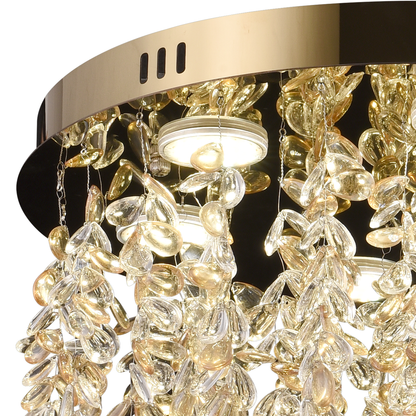 Crystal LED Chandelier LLC213/400GD Round, 22W, Cold/Warm/Neutral Light, Crystal, Gold