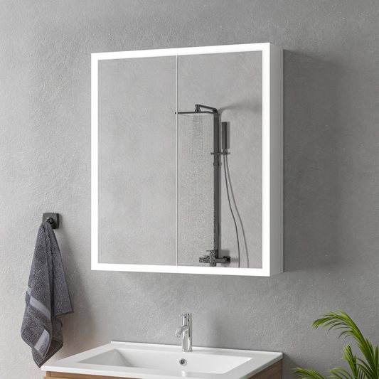 LED Mirror with Cabinet MODA 60x70 cm White - Perimeter Lighting and Touch Sensor