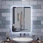 ARTAR Touch Rectangular LED Mirror, 60X80cm, Demist System, Dimmable, Clock and Temperature, Warm Neutral Cold Light 3000K/4000K/6000K