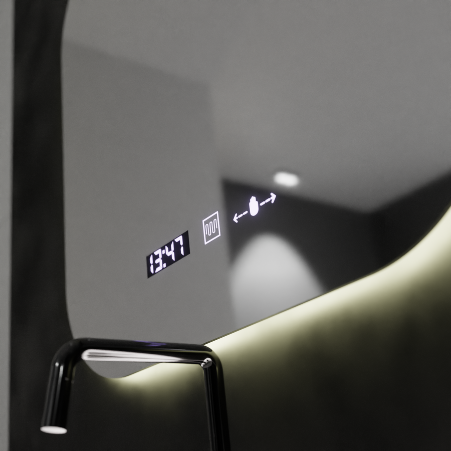 Rectangular LED mirror 60x60cm harmony motionglow marcellow system disabilities & daim thermometer