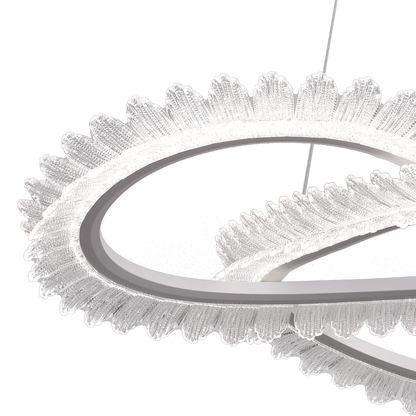 Luminis PRISM LED Chandelier, Crystal and Metal, 4 Circles, Dimmable, Adjustable Height, Cold/Warm/Neutral Light, Luxurious Lighting