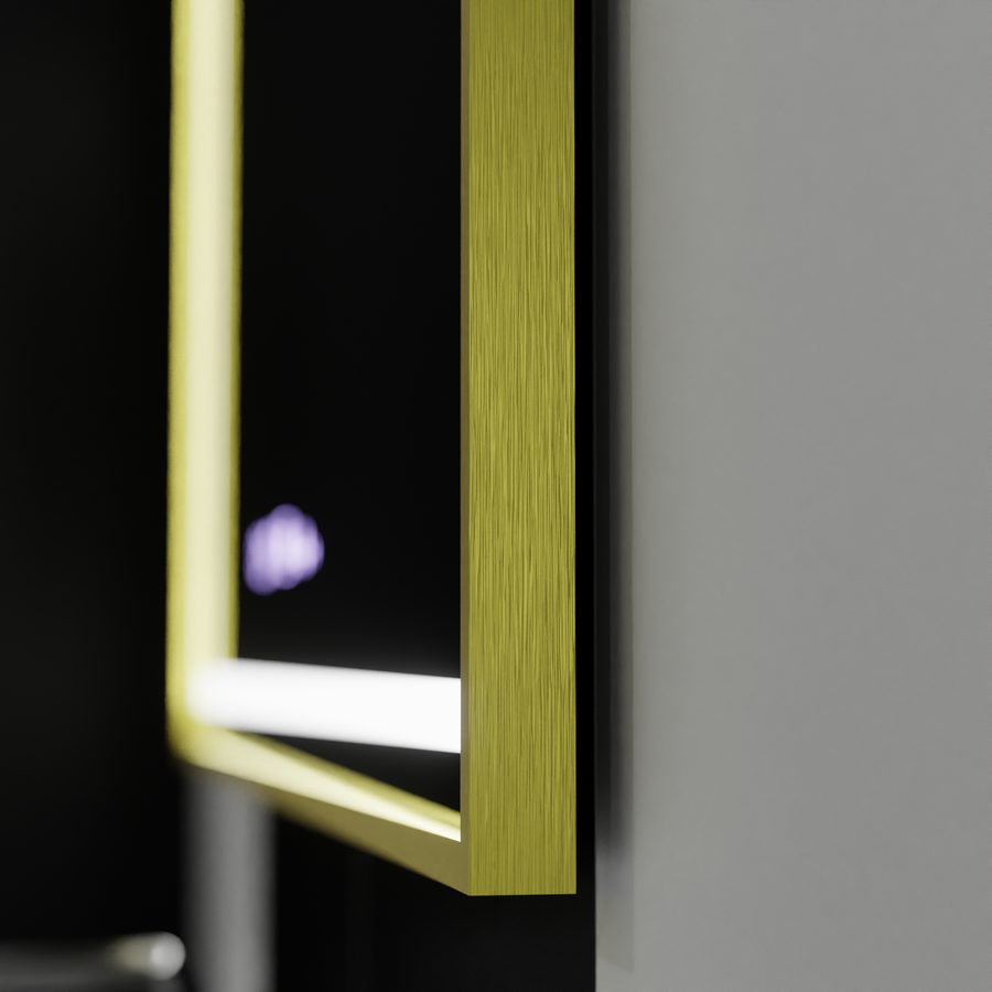 Mirror LED rectangular 120x80cm Specchio Motionglow Marcello Clock Defrition System & Dimable Thermometer