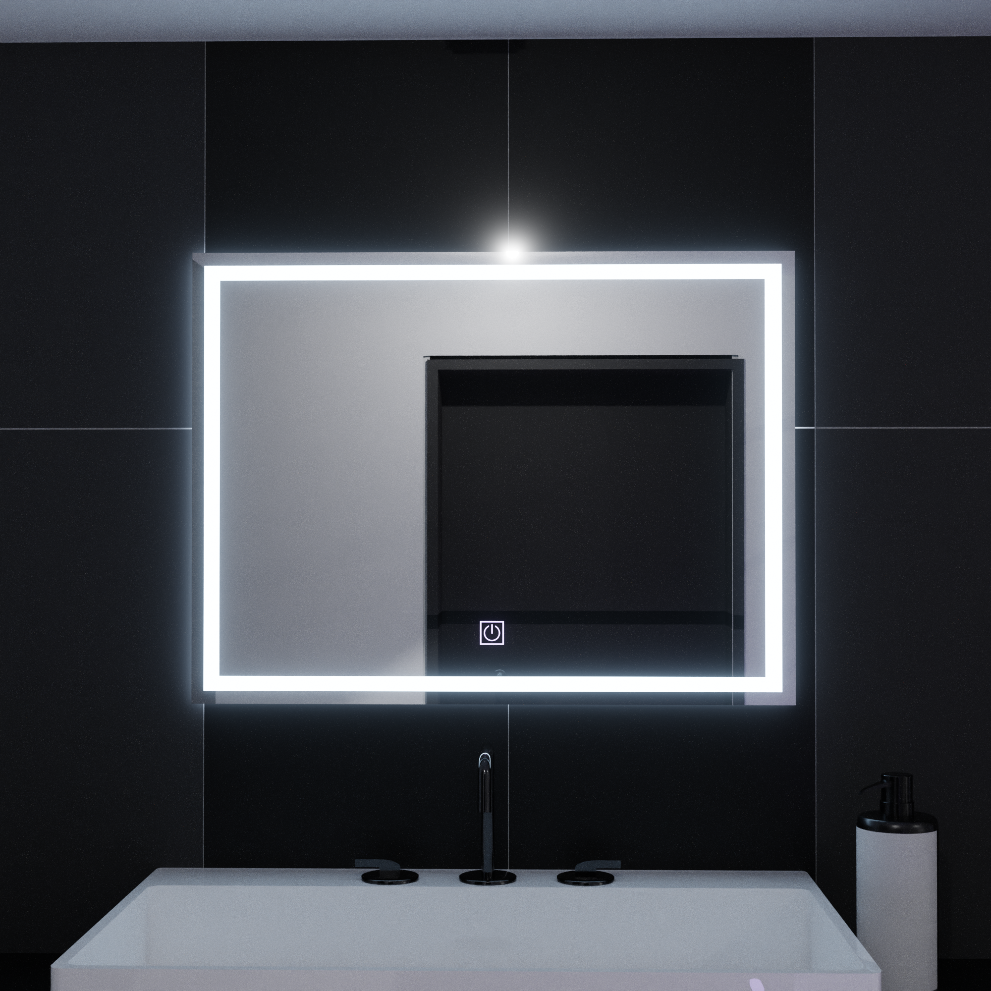 Mirror LED rectangular 80x60cm Frame Basic Touch
