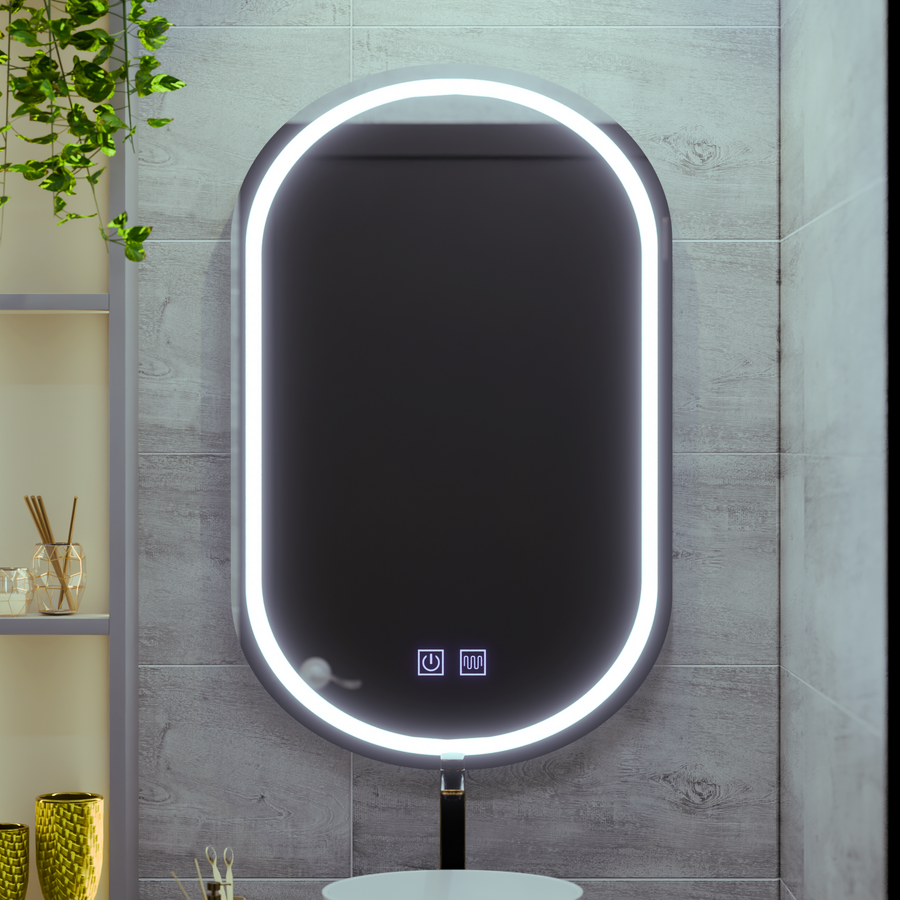 Oval LED mirror 50x80, Velara Touch, Demister System, Dimmable