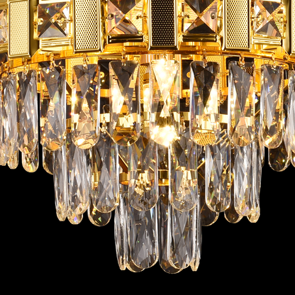 Chandelier Crystal Aurelio Sirio 5xe14, 40cm diameter, glossy gold, rebrable height