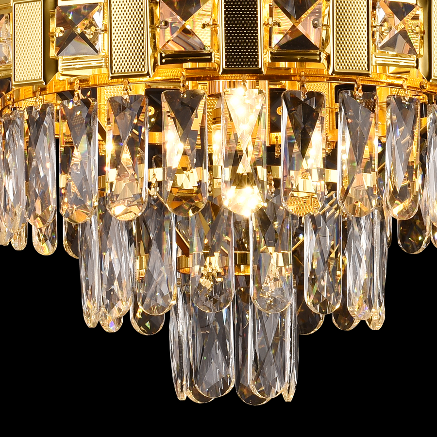 Chandelier Crystal Aurelio Sirio 5xe14, 40cm diameter, glossy gold, rebrable height