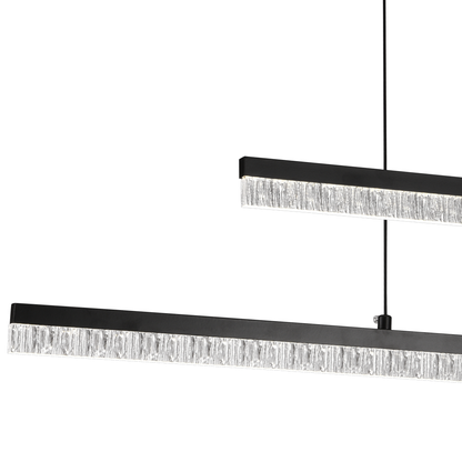 Suspended Crystal LED Chandelier LT181/2BK, 37W, Light 3000/4000/6000K, Black, Adjustable Height