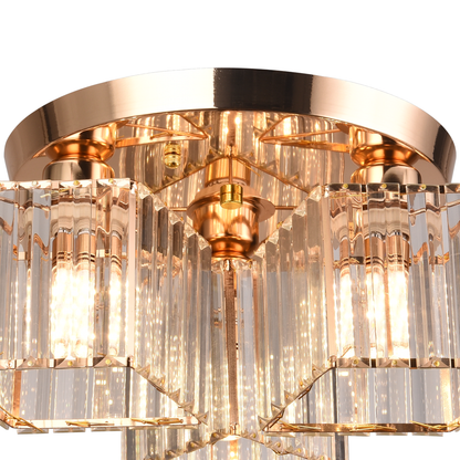 Sasha Modern Classic Chandelier, LC117/3GD, 3x E27, Metal and Crystal, Gold, Lampshade