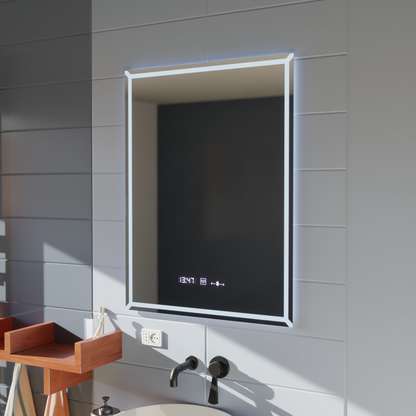 Rectangular LED mirror, 80x60cm, VillayTouch Marcello, Demister System, Dimmable