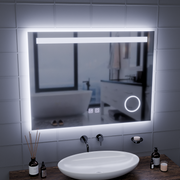 Rectangular LED Mirror, 80x60cm, Piano Touch, Demist System, Dimmable, Cold Light 6000K