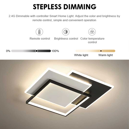 LED chandelier with remote control CHIARA 102W, 3 Squares, Cold/Warm/Neutral light, Dimmable, Black