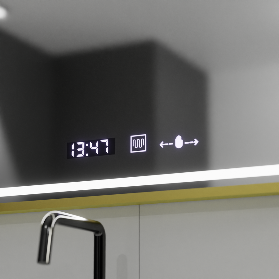 LED rectangular LED mirror 80x60cm Crystallo Motionglow Marcello Dimable Clock Defrosting System