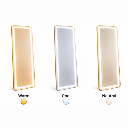 Rectangular LED Mirror, Golden Frame, 50x160cm, Dimmable, Cold/Warm/Neutral Light, Dressing Couture
