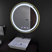 Mirror LED round 70cm celesti Royale Gold MotionGlow Marcellow Dimable Clock Defrosting System