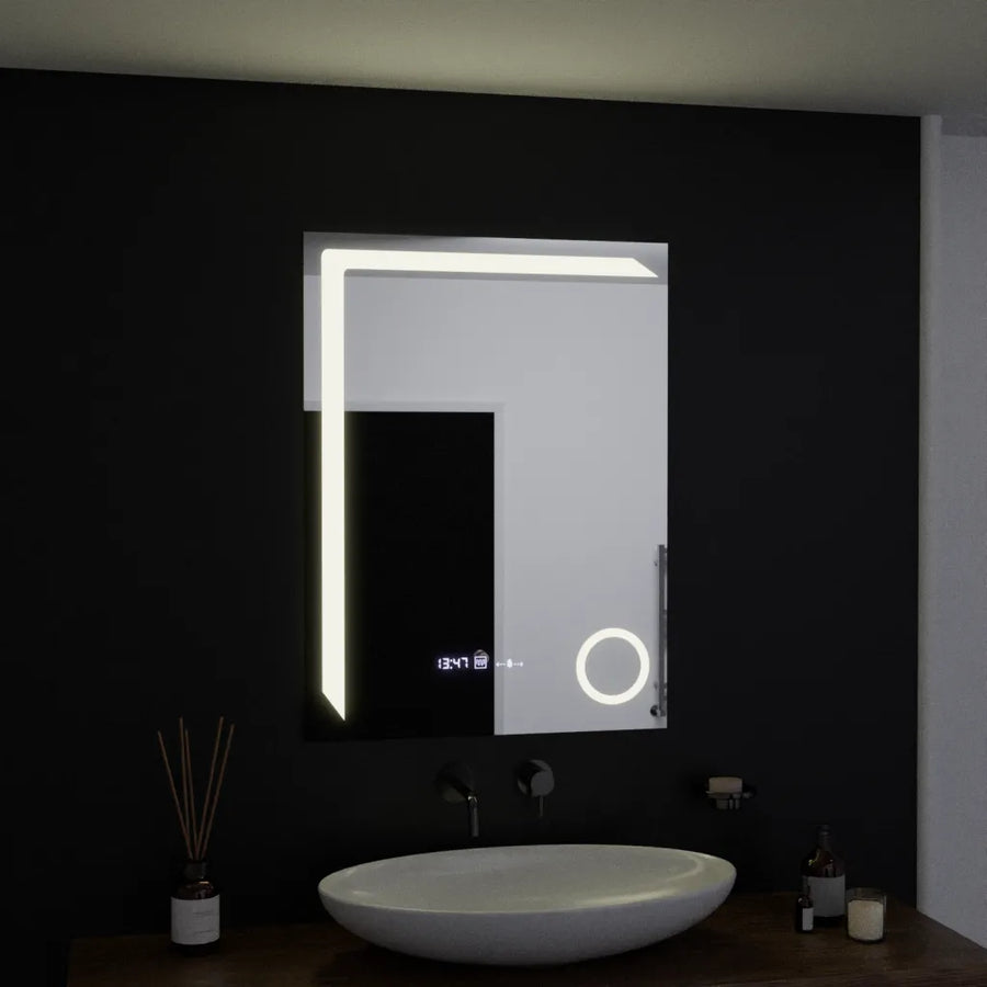 Mirror LED rectangular 60x80cm precision motionglow marcello system disabilities & thermometer of the caimimic glass